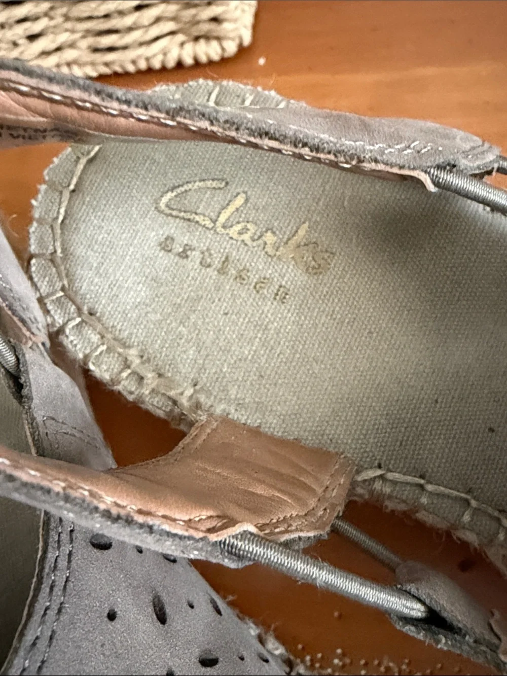 Clarks Artisan Taupe Perforated Slingback Espadrille Sandals